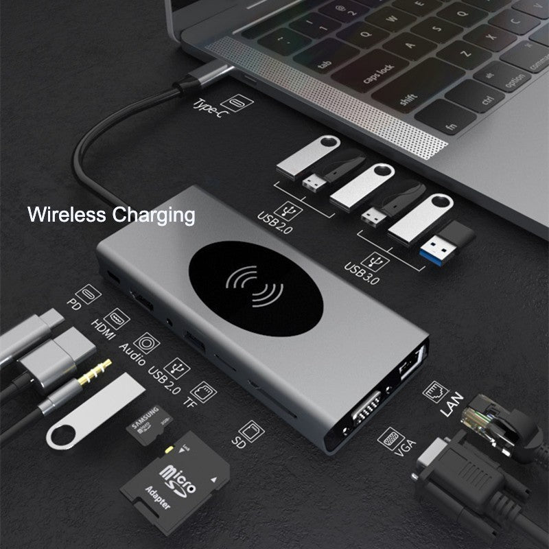 15-in-1 USB-C Hub - Draadloos opladen - 4K HDMI - SD/TF - Ethernet - MacBook | meowbutter