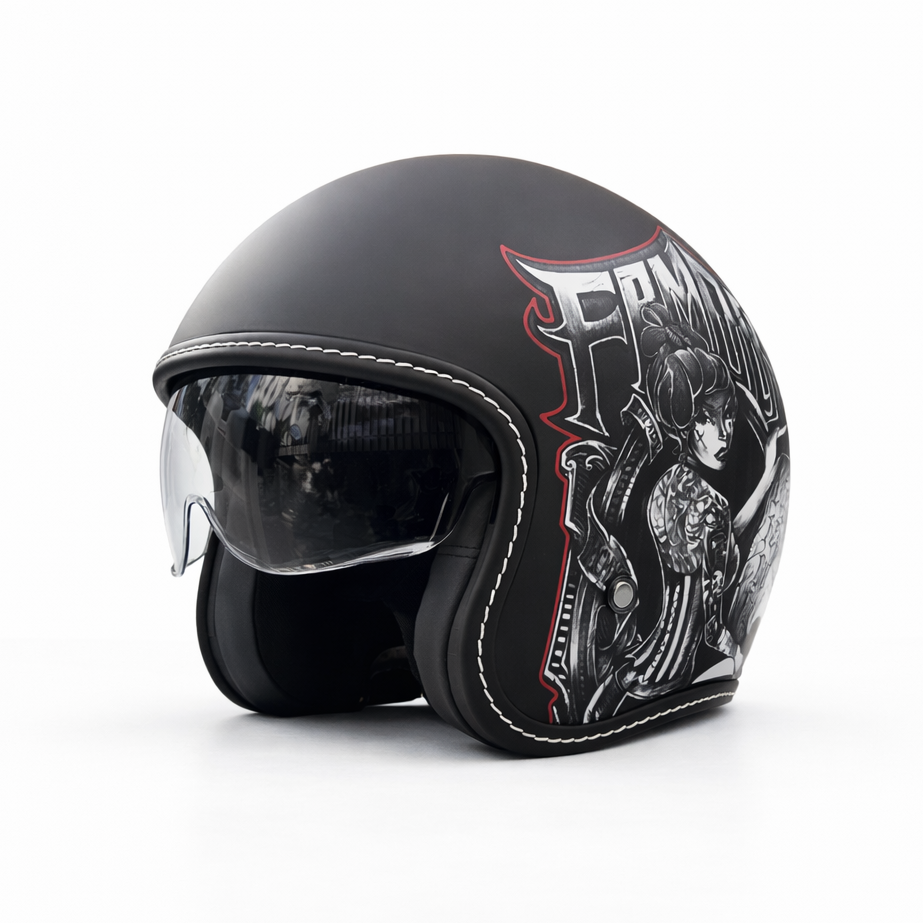 Casco de motocicleta retro abierto premium – Aprobado por DOT y ECE - Meowbutter