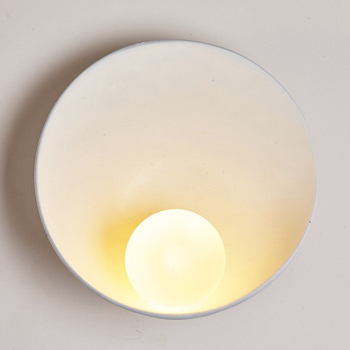 Modern Minimalist Round Wall Sconce | Resin & Iron Accent Light | Meowbutter