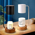 Japansk minimalistisk bordslampa — massiv träbas, polerad stålskärm