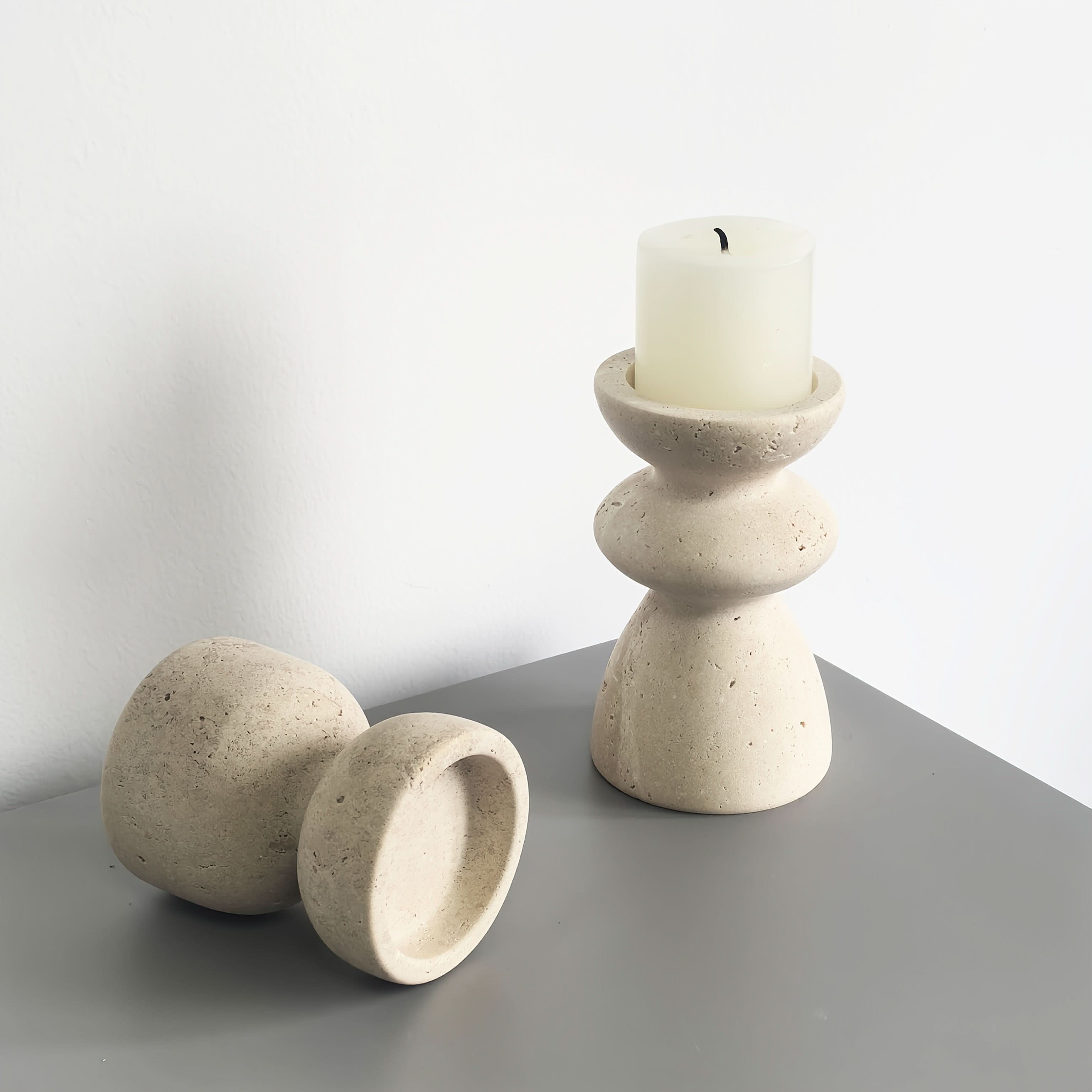 Natural Marble Candle Holders Set | meowbutter