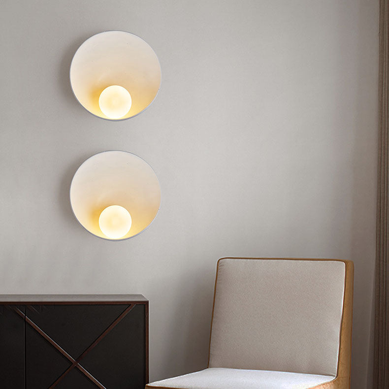 Modern Minimalist Round Wall Sconce | Resin & Iron Accent Light | Meowbutter
