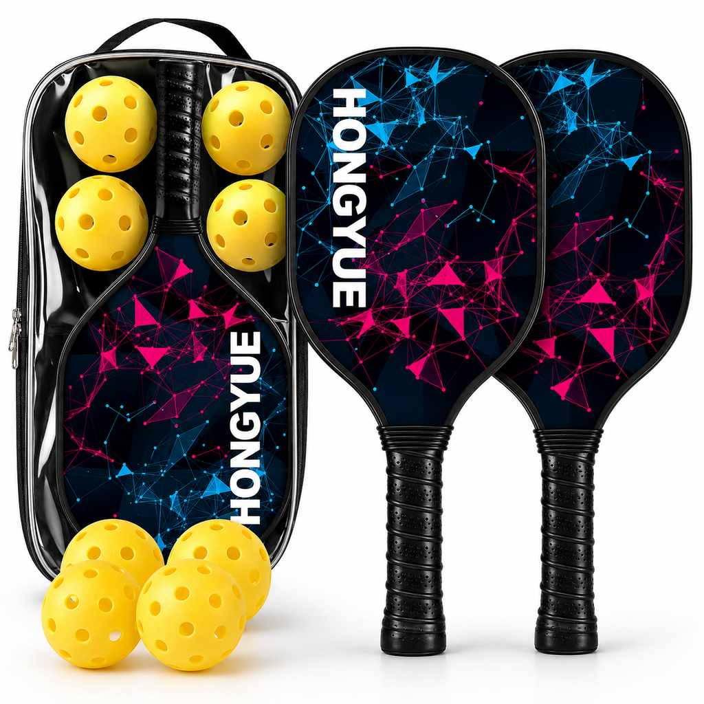 Pickleball-sæt med ketcher i glasfiber, letvægtsketchere og bolde | Meowbutter
