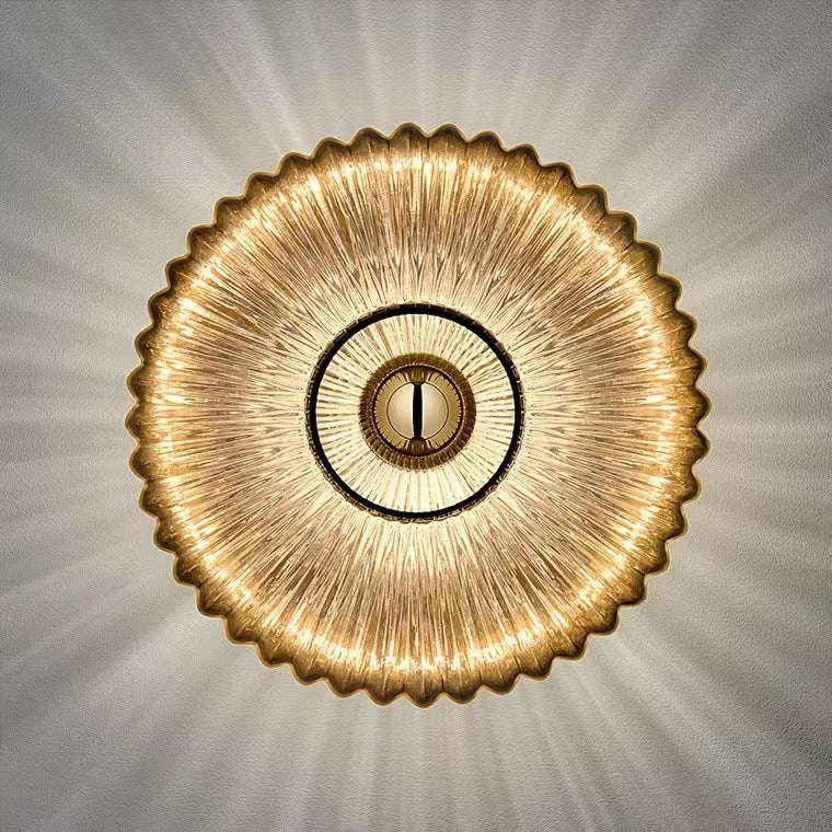 Nordic Vintage Glass Wall Sconce | Striped Round Disc Light | Meowbutter