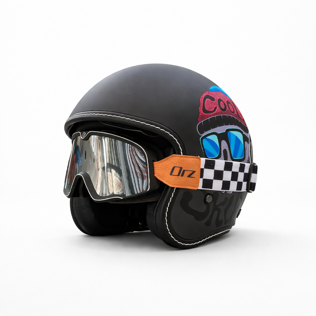 Casco de motocicleta retro abierto premium – Aprobado por DOT y ECE - Meowbutter