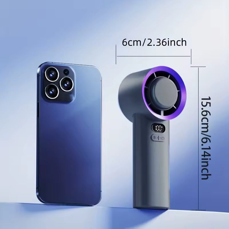 Přenosný ruční ventilátor - 3 rychlosti - USB dobíjecí - 2400mAh a 3600mAh - fialová a bílá | meowbutter