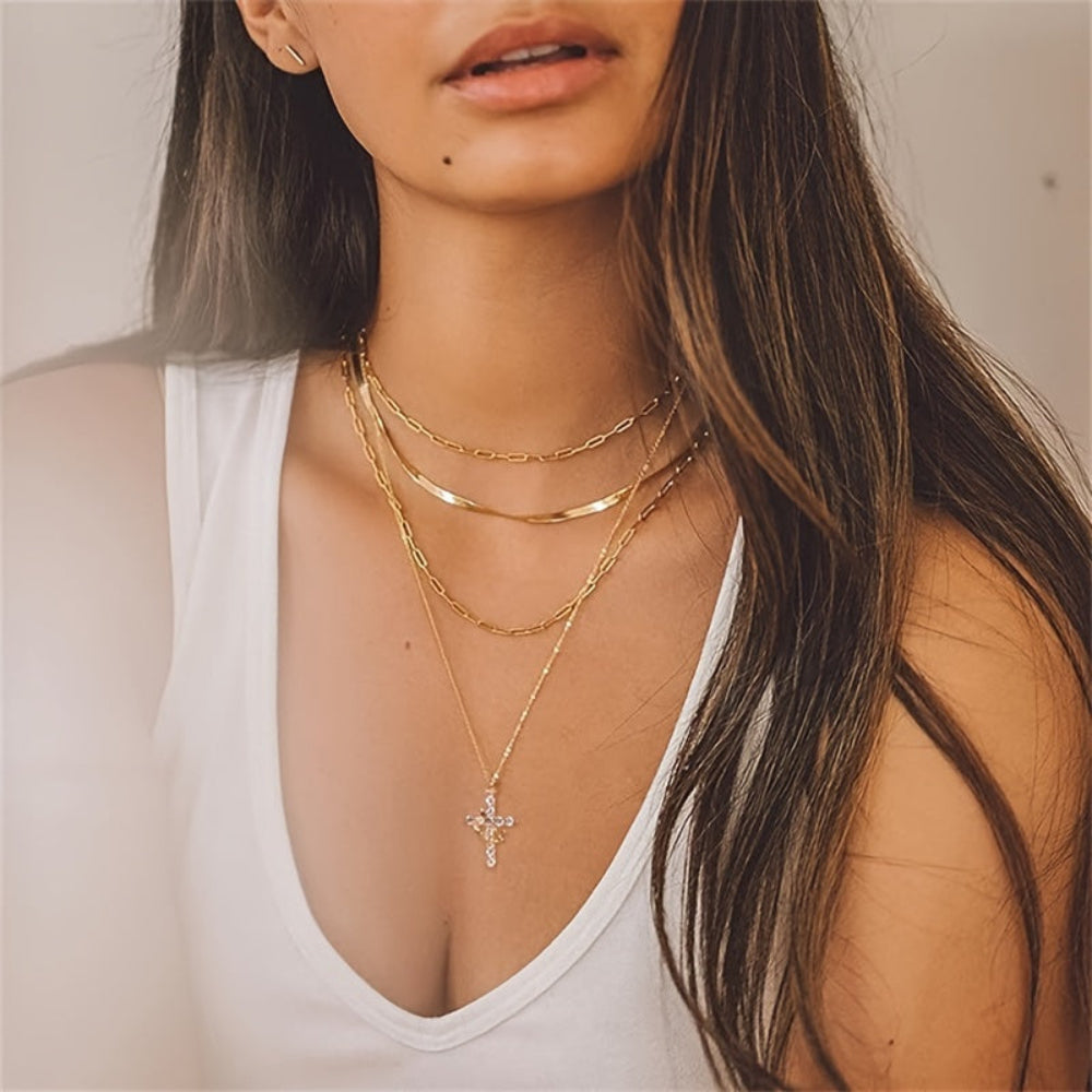 Crown Cross Pendant Necklace — Compact Crown-Top Design, Approximately 20g Weight