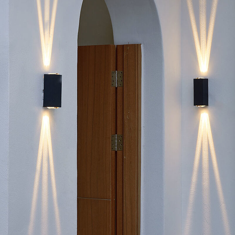 Rechteckige wasserdichte LED-Wandleuchte – schwarze Außenleuchte aus massivem Aluminium