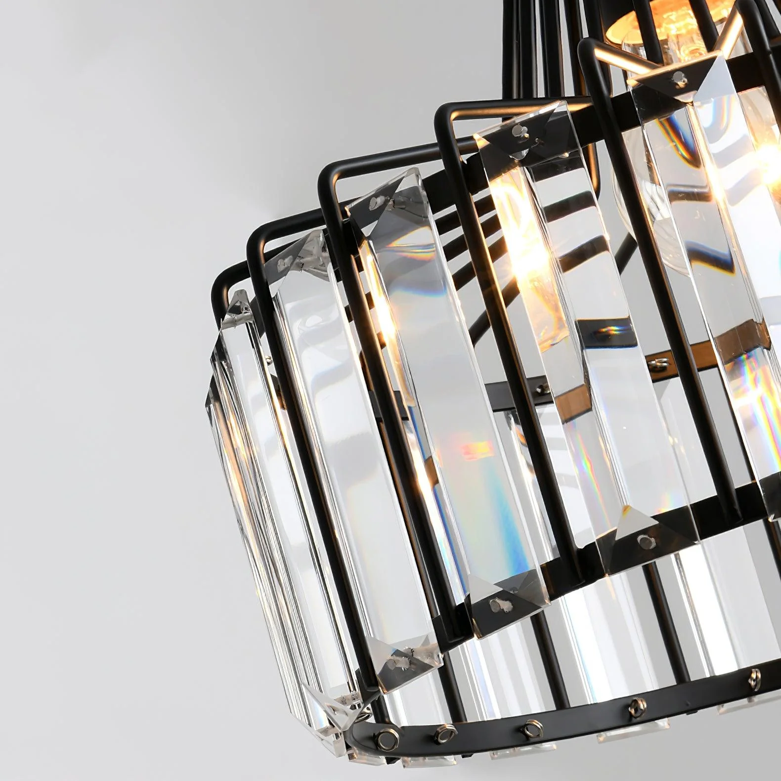 Modern Black Crystal Pendant Light | Elegant Hanging Fixture | Meowbutter