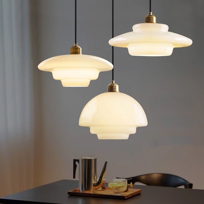 Milky Pendant Light — White Glass Shade, Hand-Blown Frosted Finish