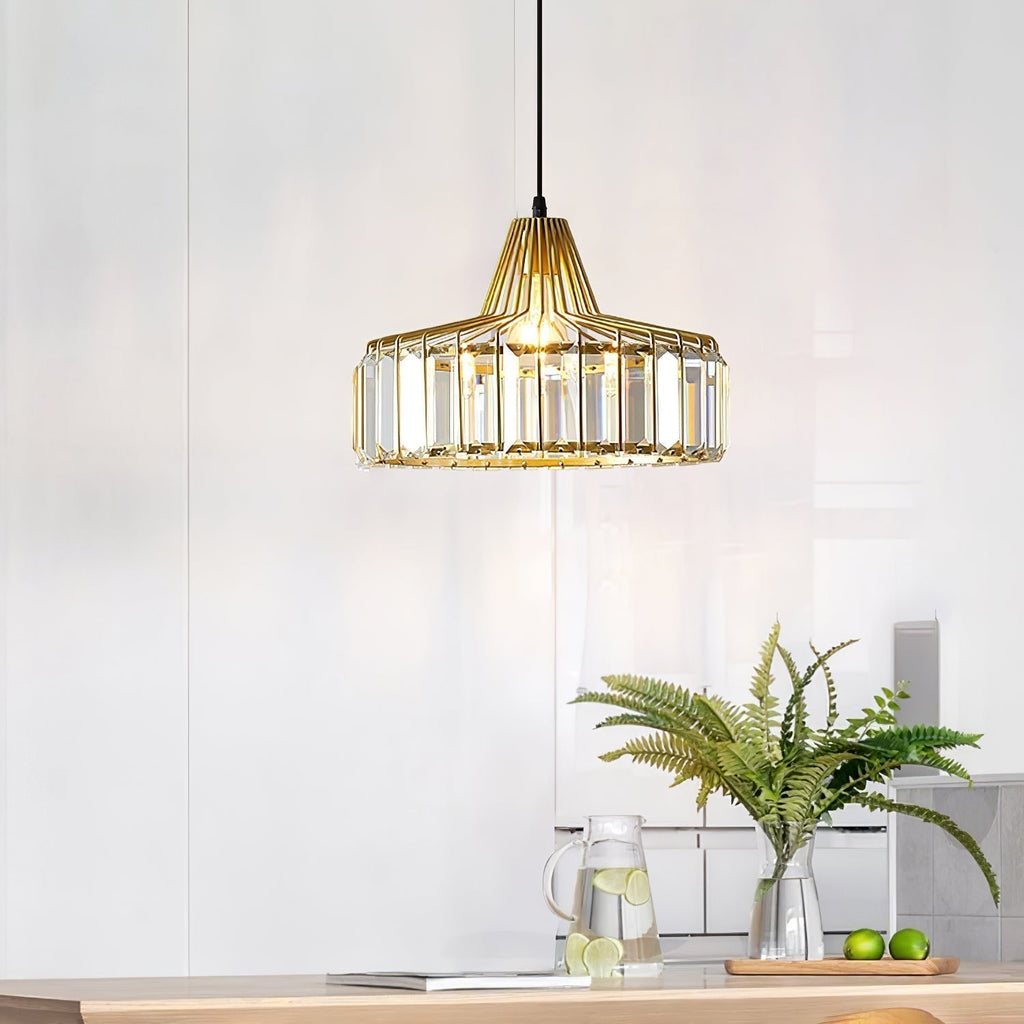 Modern Black Crystal Pendant Light | Elegant Hanging Fixture | Meowbutter