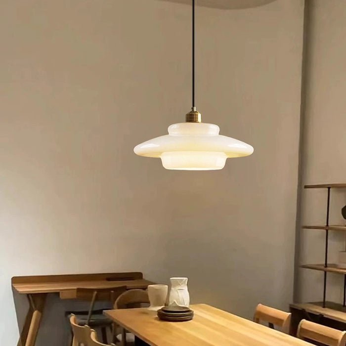 Milky Pendant Light — White Glass Shade, Hand-Blown Frosted Finish