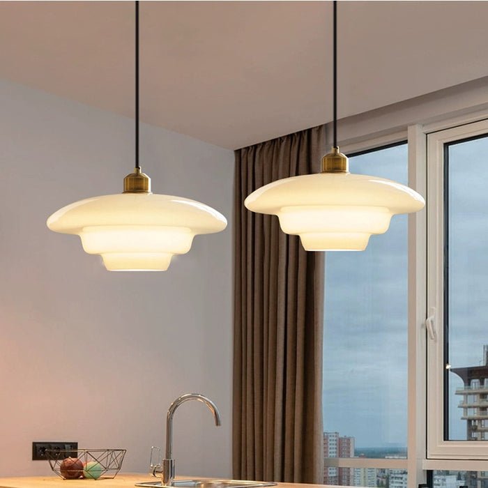 Milky Pendant Light — White Glass Shade, Hand-Blown Frosted Finish
