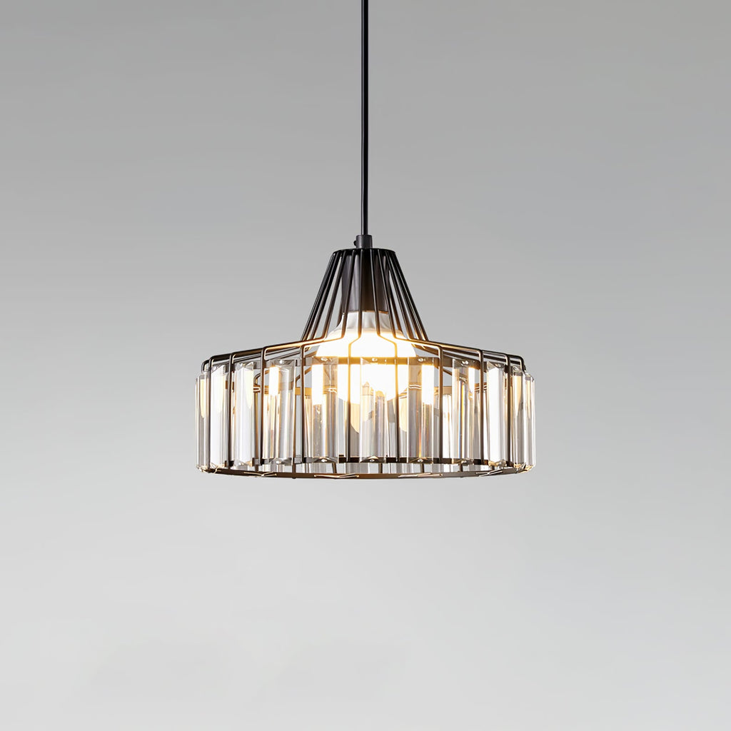Modern Black Crystal Pendant Light | Elegant Hanging Fixture | Meowbutter