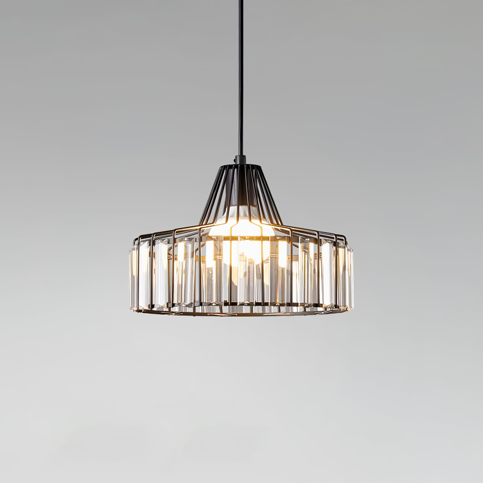 Modern Black Crystal Pendant Light | Elegant Hanging Fixture | Meowbutter