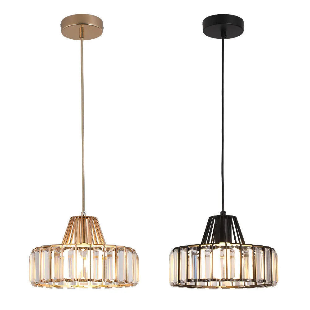 Modern Black Crystal Pendant Light | Elegant Hanging Fixture | Meowbutter