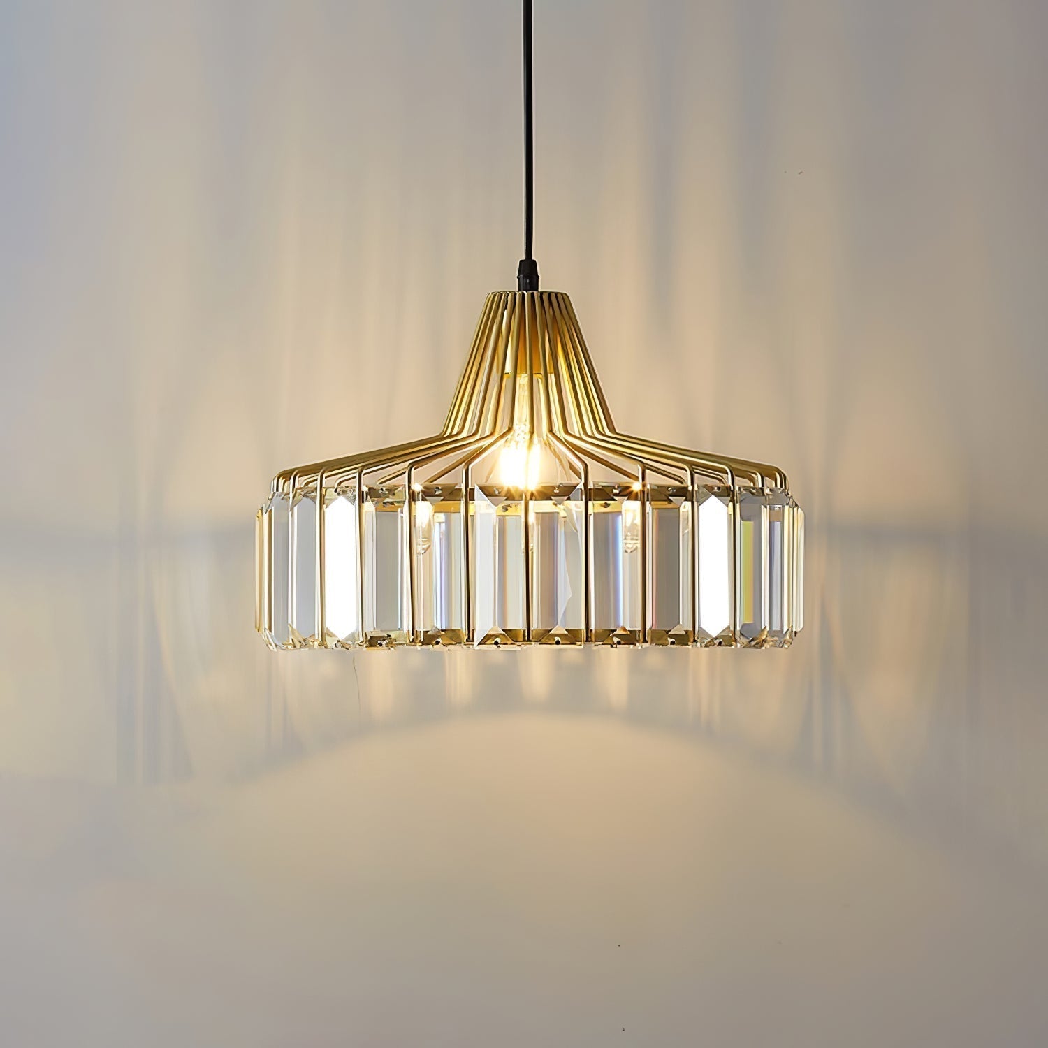 Modern Black Crystal Pendant Light | Elegant Hanging Fixture | Meowbutter