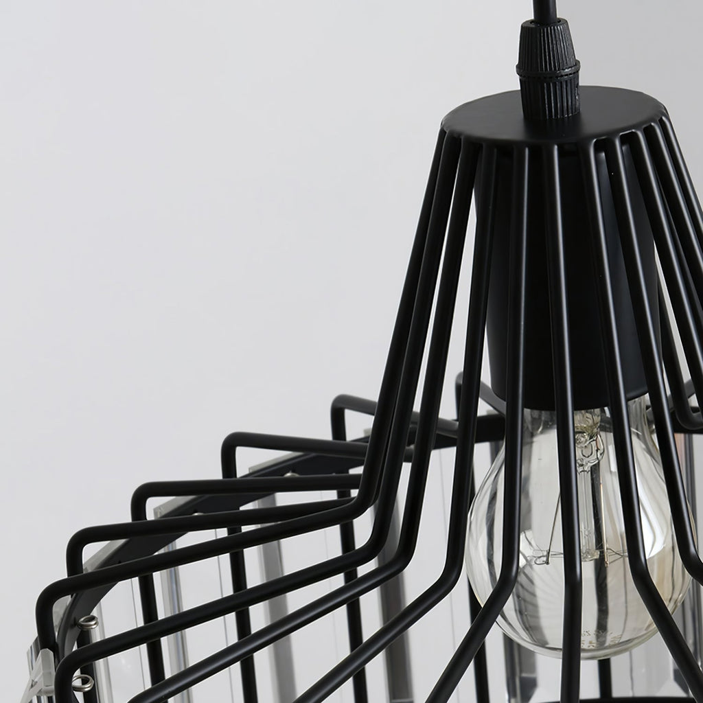 Modern Black Crystal Pendant Light | Elegant Hanging Fixture | Meowbutter