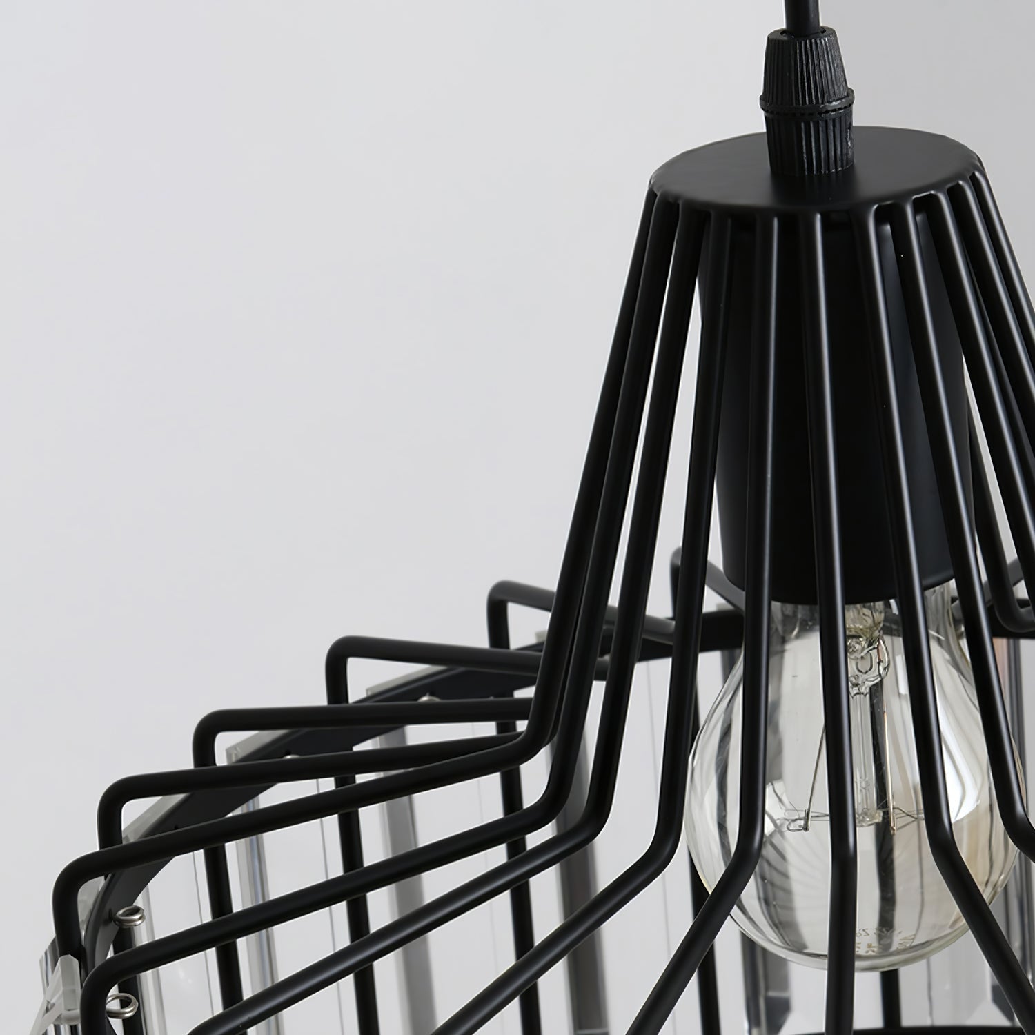 Modern Black Crystal Pendant Light | Elegant Hanging Fixture | Meowbutter