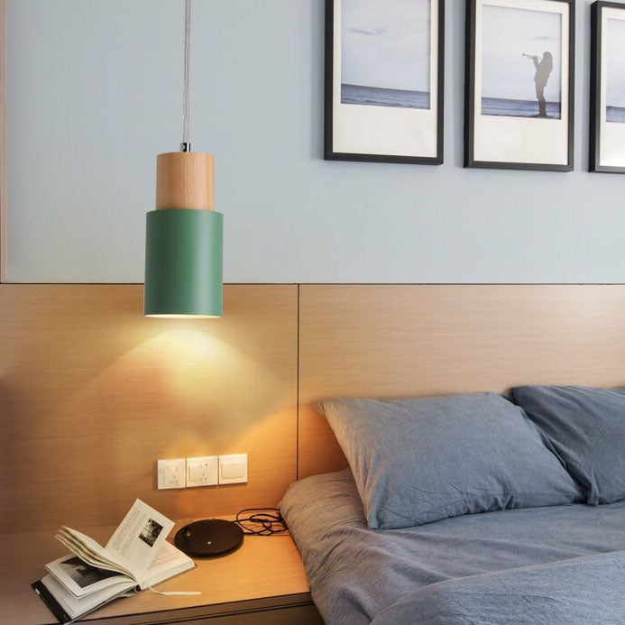 Lampada a sospensione cilindrica Nordic Macaron | Design moderno in legno e metallo | Meowbutter