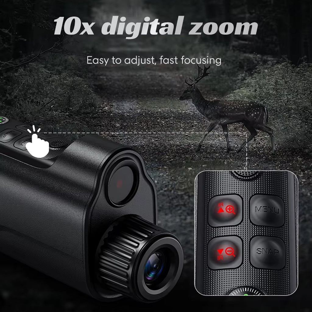 1080P HD hőkamerás monokulár — 800 m-es hatótávolság, 10×-es digitális zoom, 5 W-os infravörös megvilágító