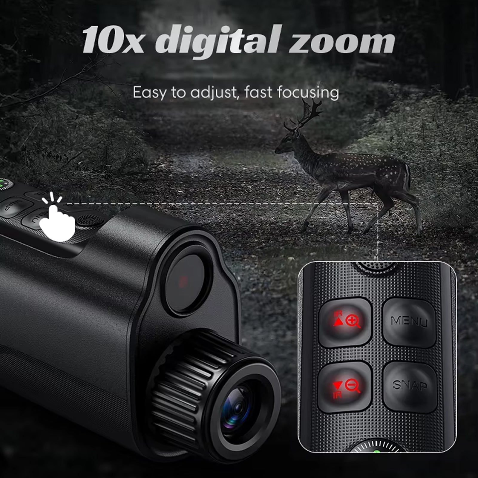 1080P HD hőkamerás monokulár — 800 m-es hatótávolság, 10×-es digitális zoom, 5 W-os infravörös megvilágító