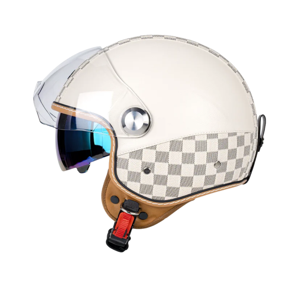 Casco Retro Jet 3/4 – Cara Abierta con Doble Visera Aprobado DOT/ECE - Meowbutter