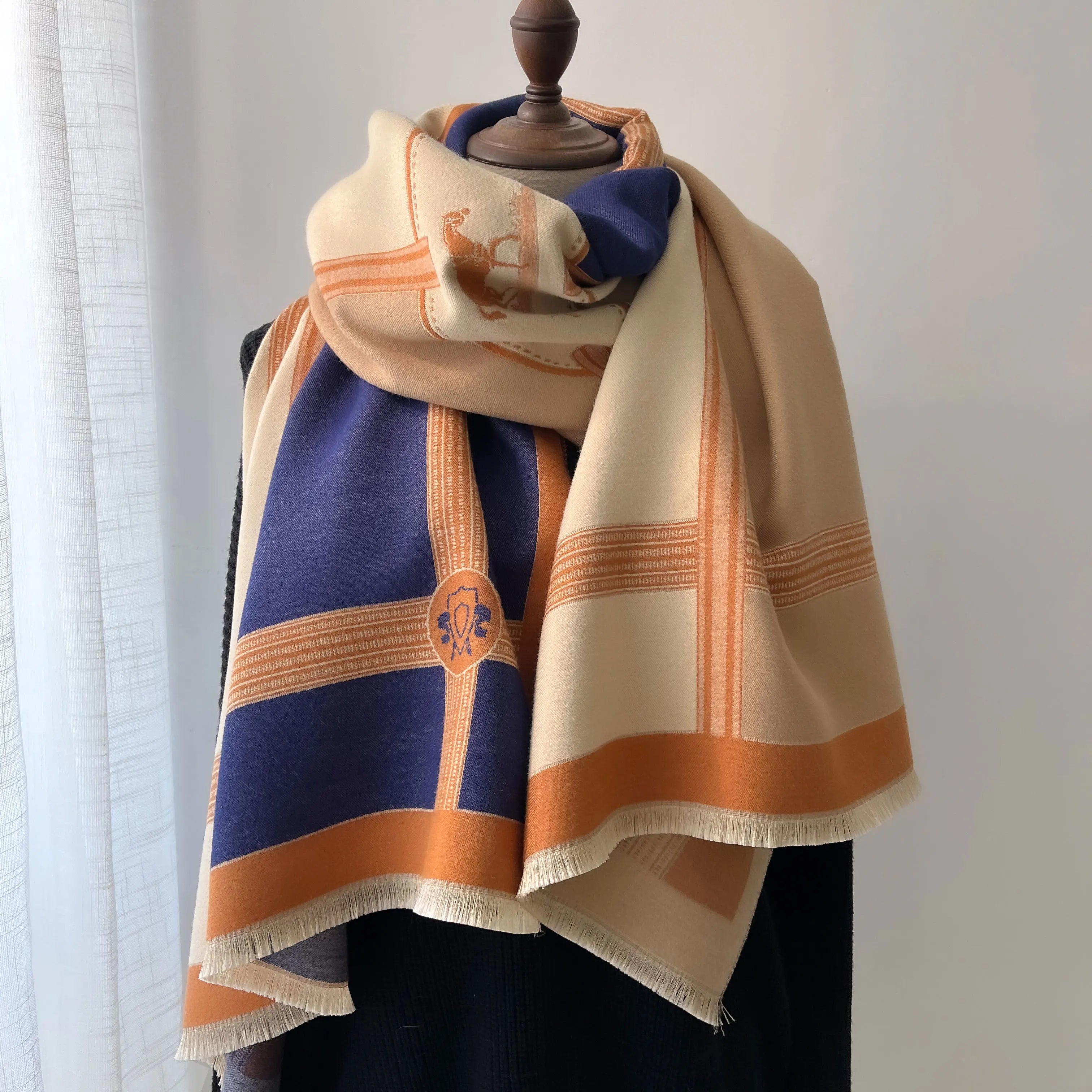The Royal Scarf 100 Percent Cotton Geometric Knit Wrap