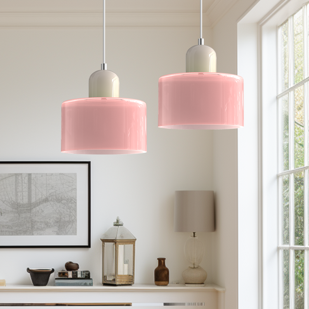 Bauhaus Glass Pendant Light — Vibrant Modernist Colored Shade