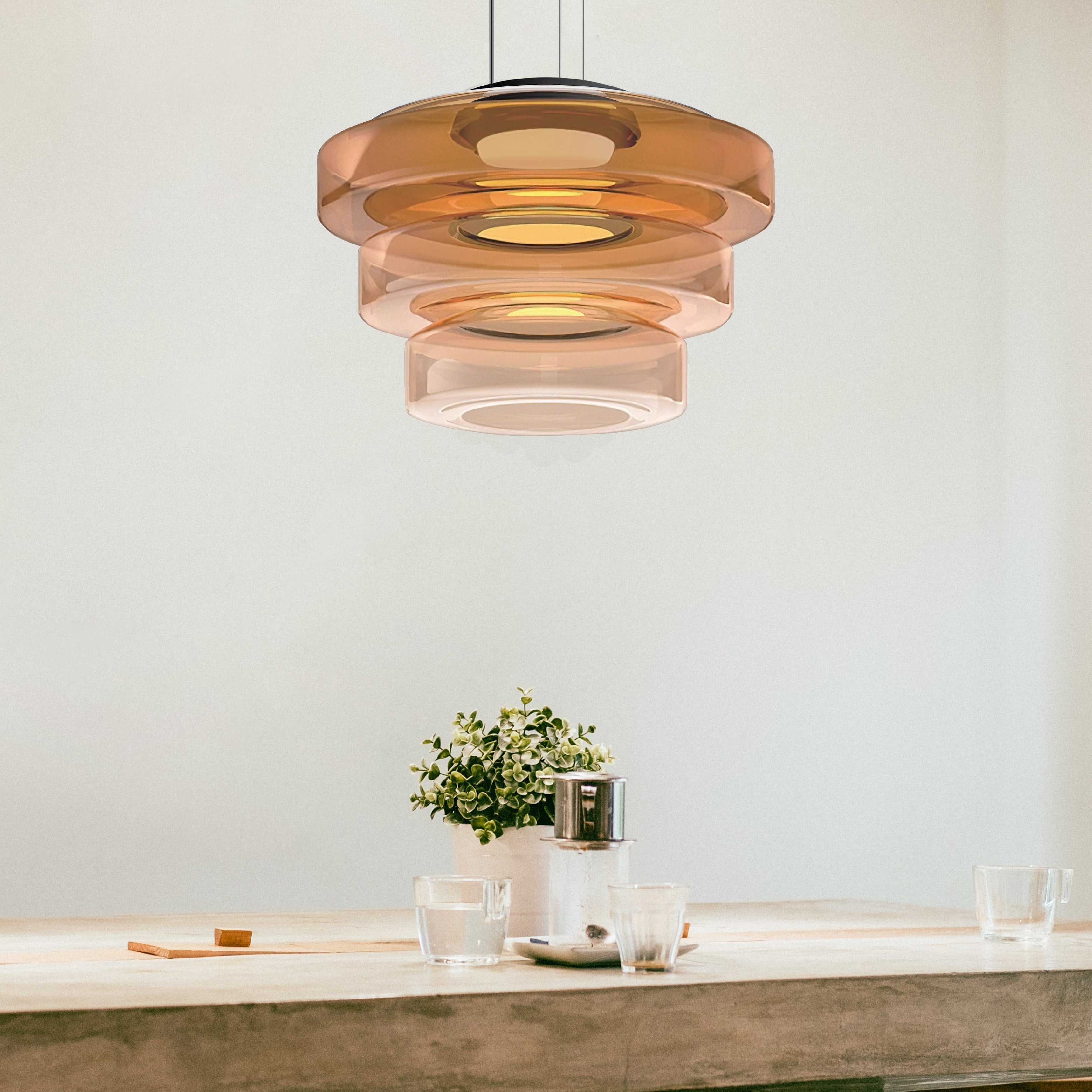 Glass Pendant Lamp | Bauhaus Style Hanging Light | Meowbutter