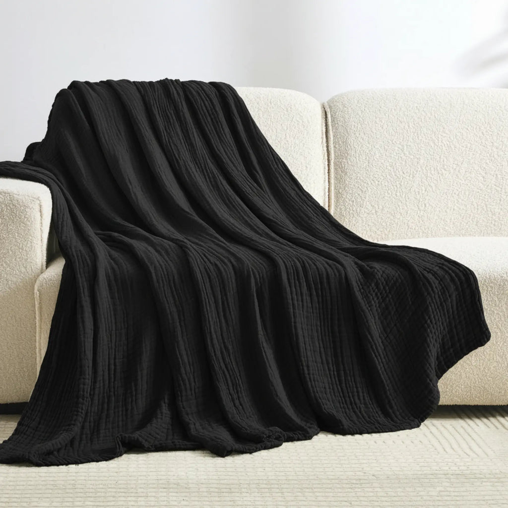 Klassische Decke mit Monogramm aus 100 % Musselin-Baumwolle
