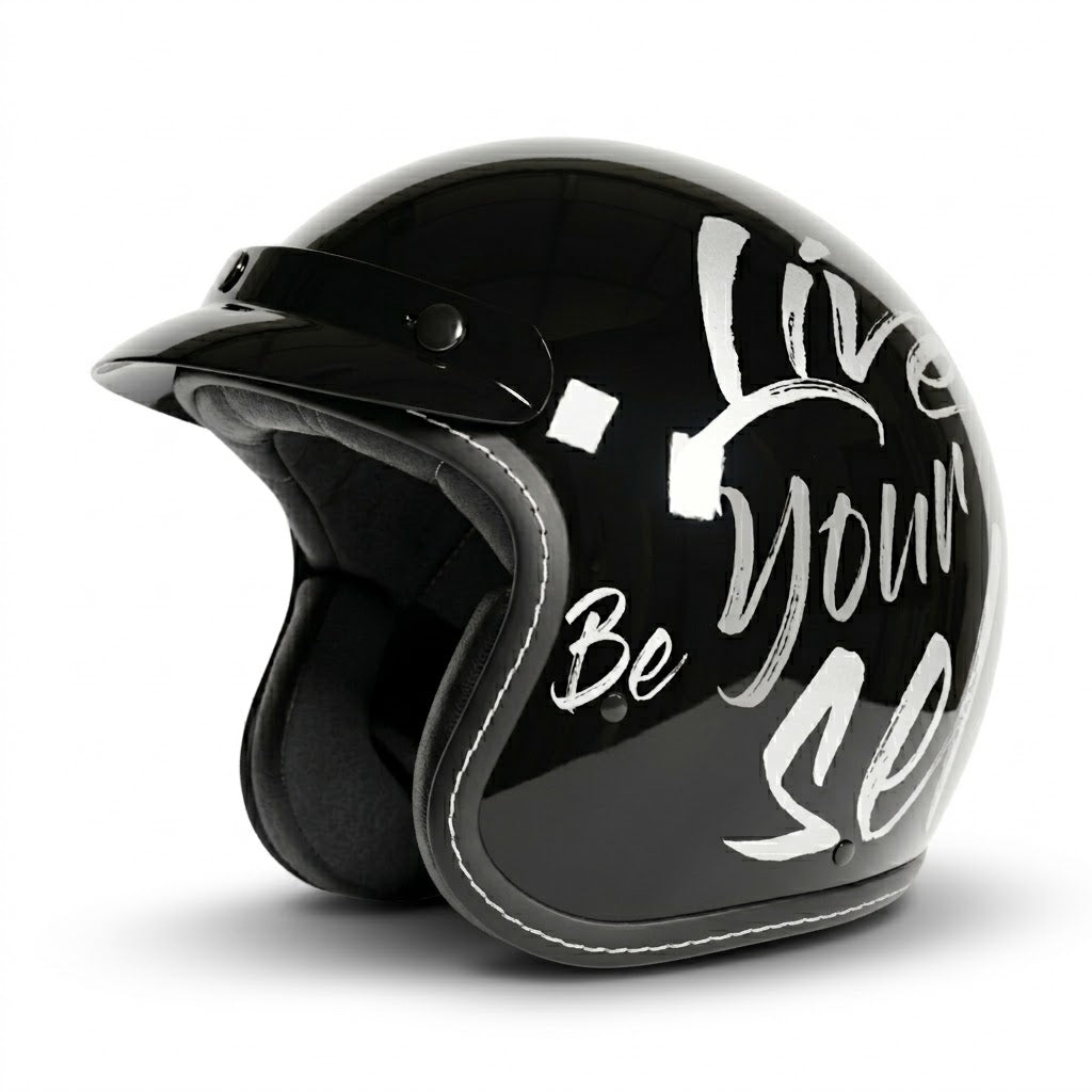Vintage Open Face Motorcycle Helmet – All-Season Comfort & Protection - Meowbutter