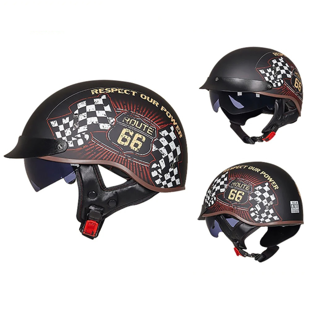 Casco de motociclista abierto estilo clásico – Certificado DOT - Meowbutter