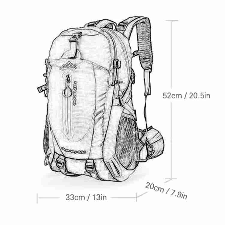 40L Waterproof Hiking Backpack - Adjustable Straps - Padded Back Panel - Blue, Black & Grey | meowbutter