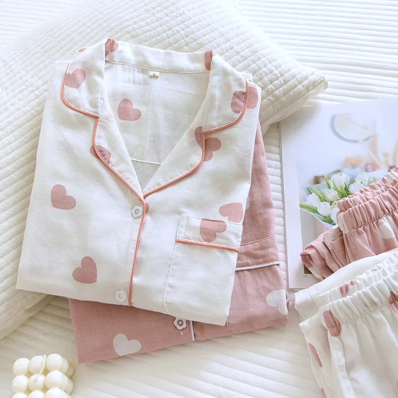 Set pigiama Heartly in cotone 100% per il sonno a casa
