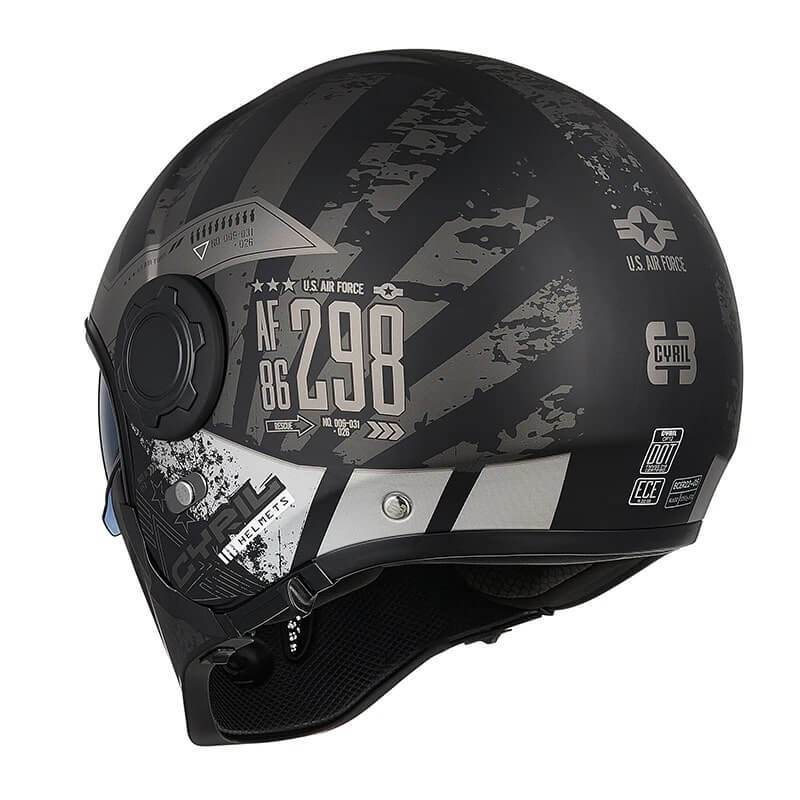 'Air Force' Open-Face Motorcycle Helmet — Retractable Visor