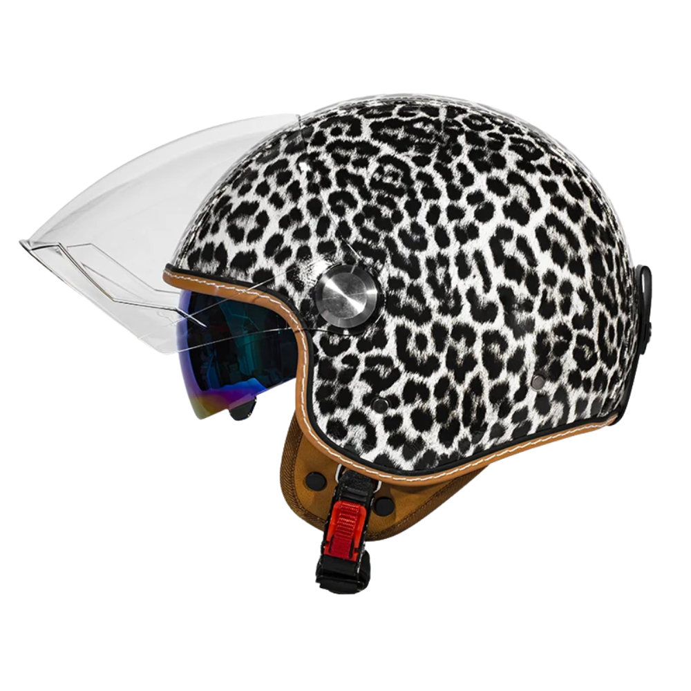 Casco Retro Jet 3/4 – Cara Abierta con Doble Visera Aprobado DOT/ECE - Meowbutter