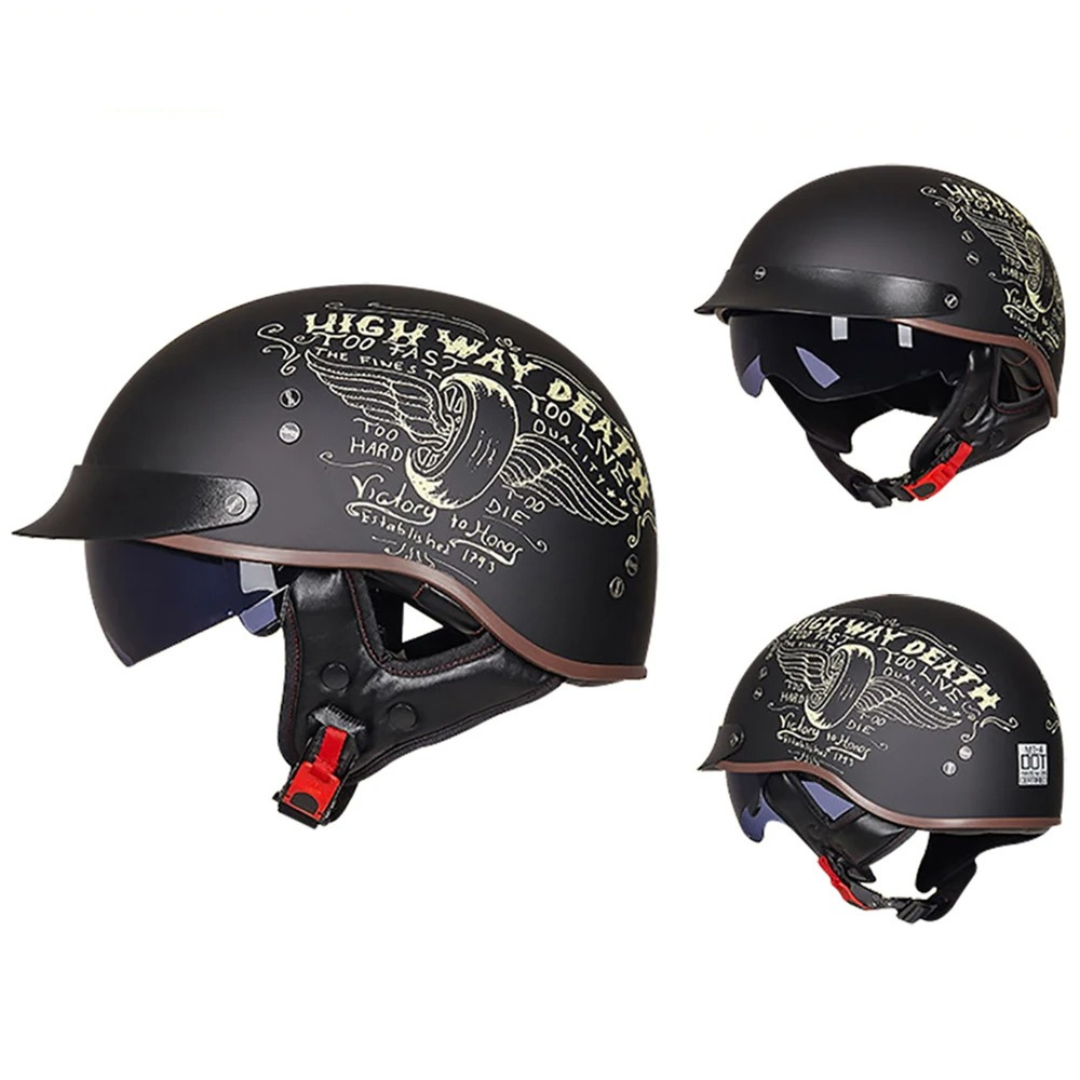 Casco de motociclista abierto estilo clásico – Certificado DOT - Meowbutter