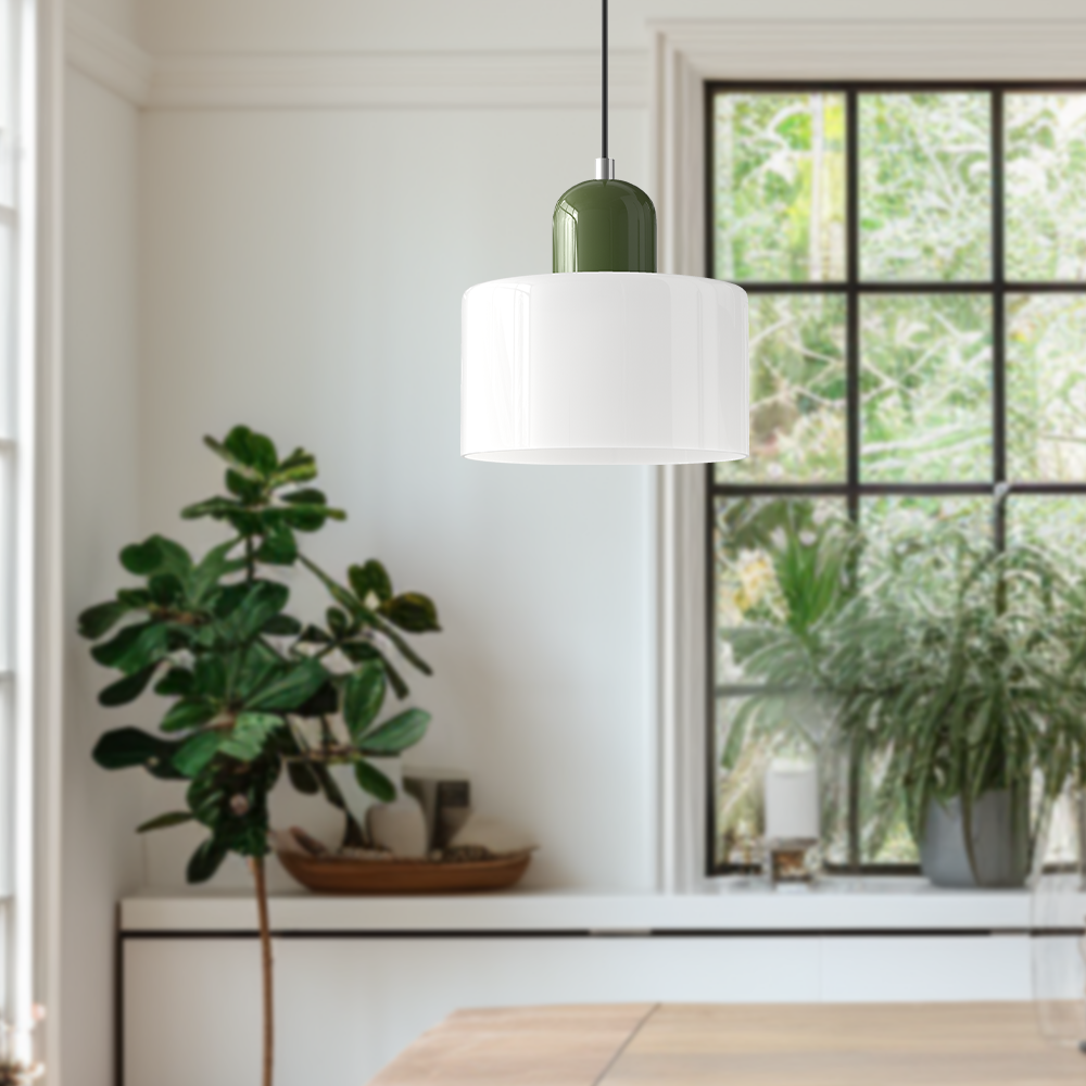 Bauhaus Glass Pendant Light — Vibrant Modernist Colored Shade