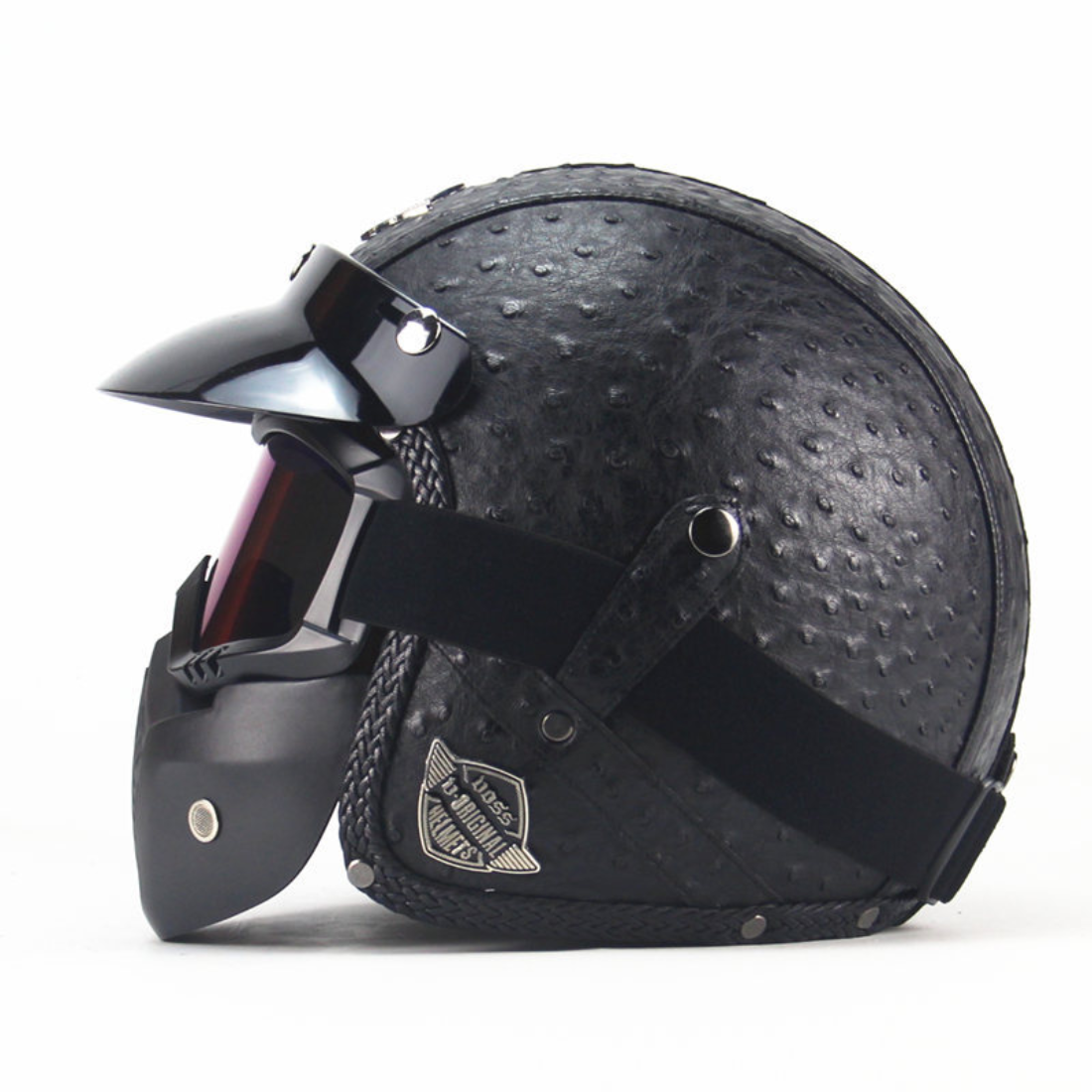 Casco Abierto de Cuero Vintage Premium - Aprobado por DOT y ECE - Meowbutter