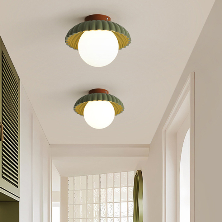Lampada da soffitto per corridoio in ferro | Montatura moderna a plafone in vetro e metallo | Meowbutter