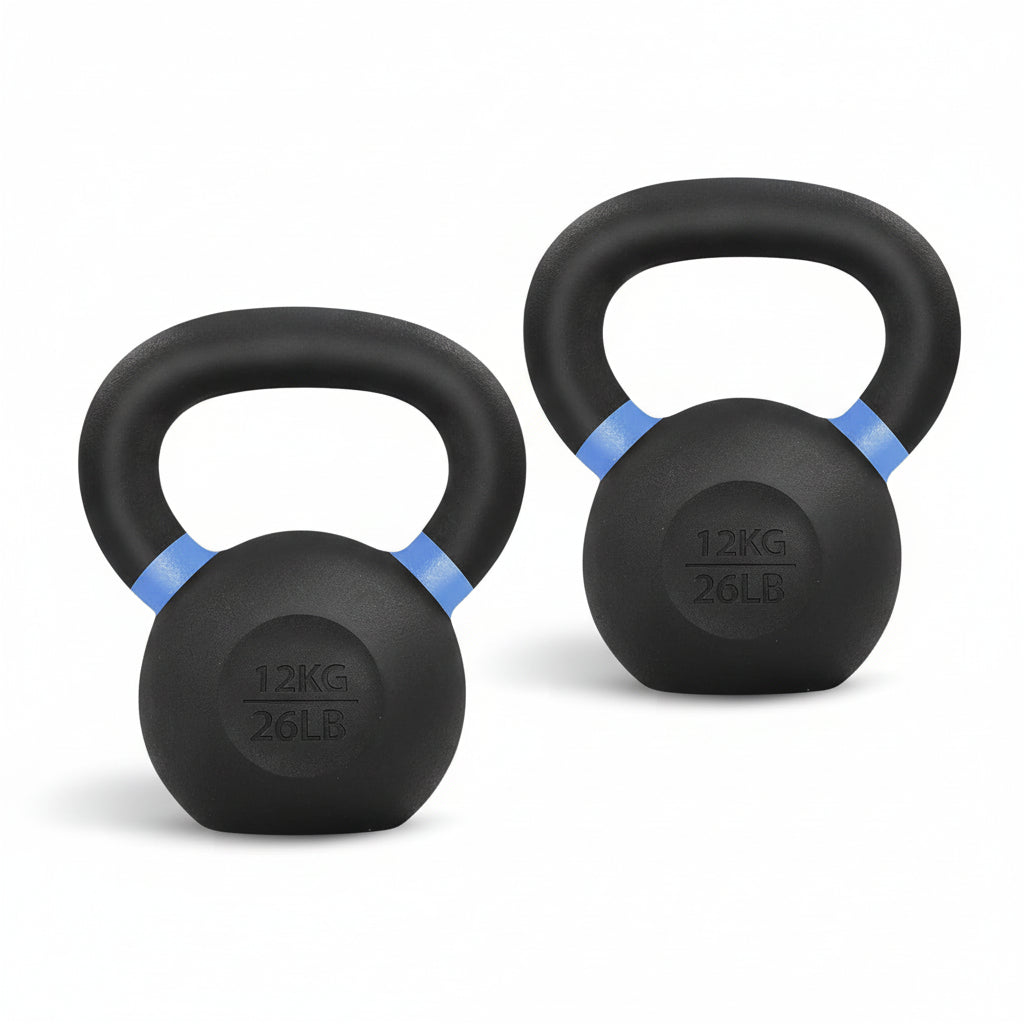 Kettlebell i støbejern — solid konstruktion i ét stykke, pulverlakeret overflade