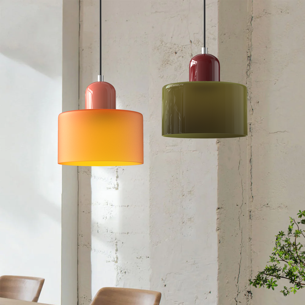 Bauhaus Glass Pendant Light — Vibrant Modernist Colored Shade