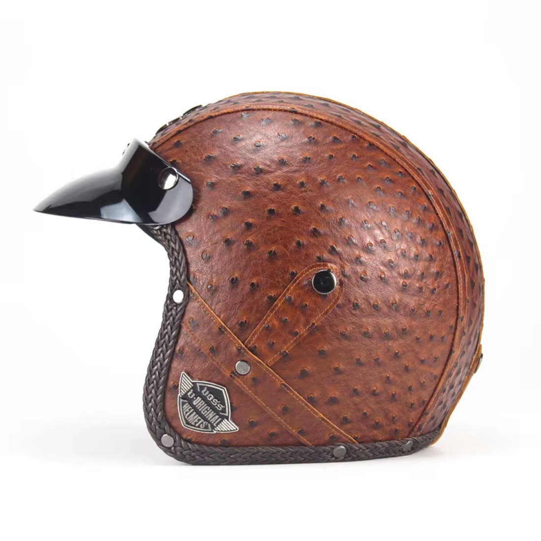 Casco Abierto de Cuero Vintage Premium - Aprobado por DOT y ECE - Meowbutter