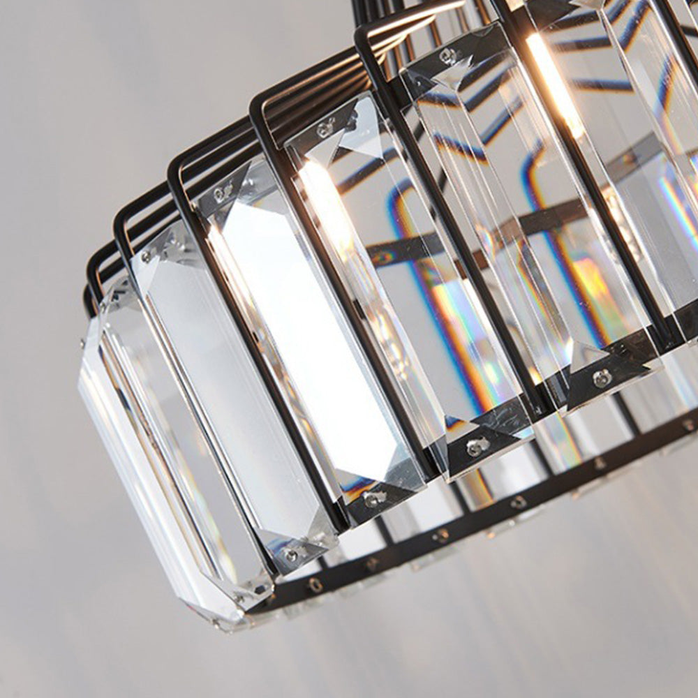 Modern Black Crystal Pendant Light | Elegant Hanging Fixture | Meowbutter