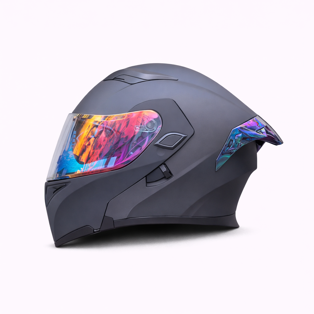 Kask motocyklowy ORZ Z-169 z podnoszoną szczęką, pełna osłona twarzy, podwójna szyba, zatwierdzony przez DOT i ECE - Meowbutter