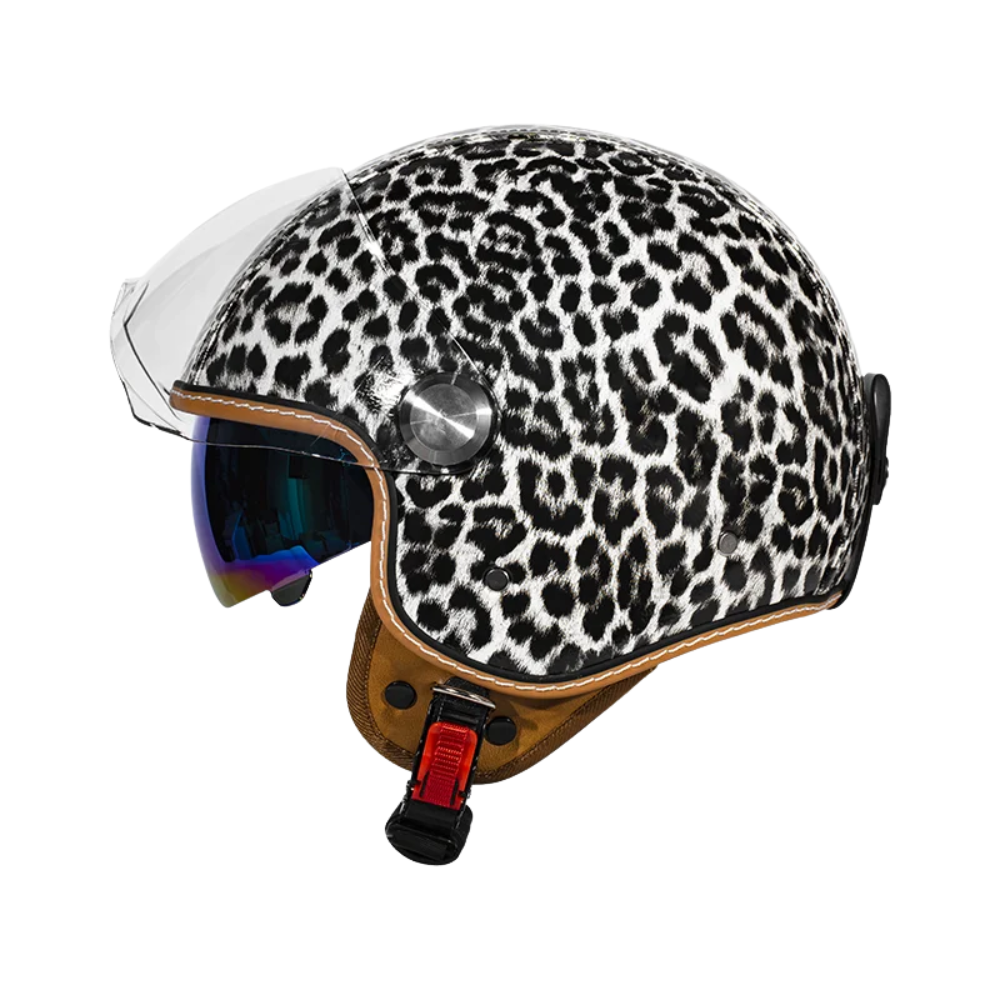 Casco Retro Jet 3/4 – Cara Abierta con Doble Visera Aprobado DOT/ECE - Meowbutter