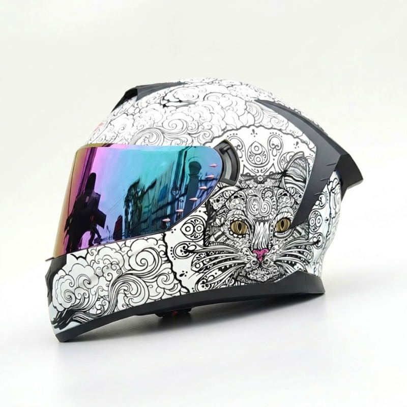 Rider Street Dominator Fullface Helm - Meowbutter