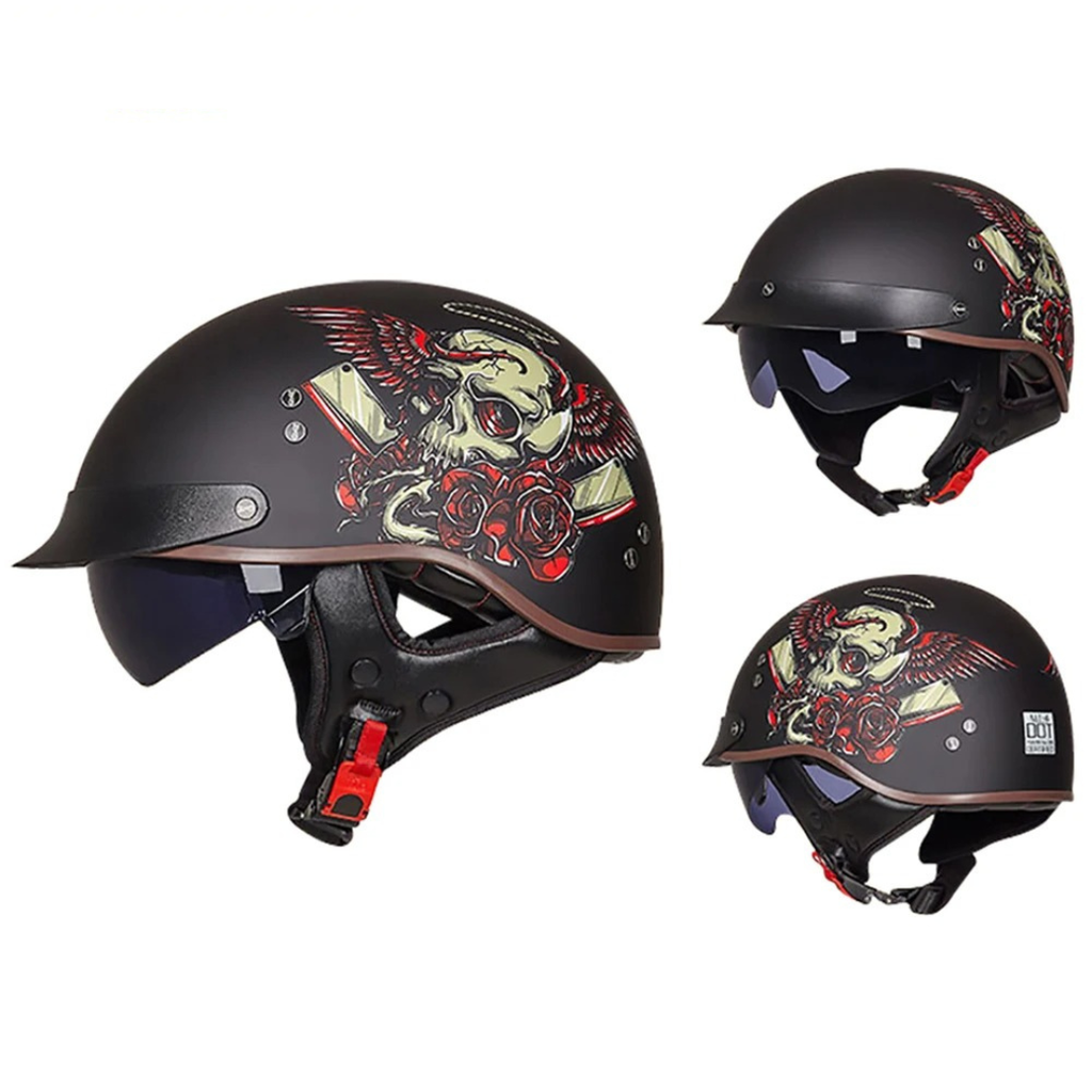 Casco de motociclista abierto estilo clásico – Certificado DOT - Meowbutter