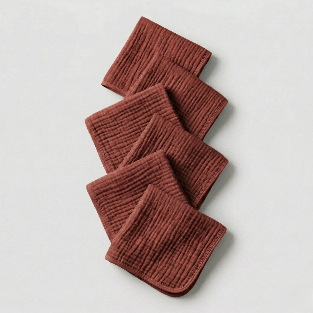 Face Towels Made From Muslin Cotton Set Of Six Pack